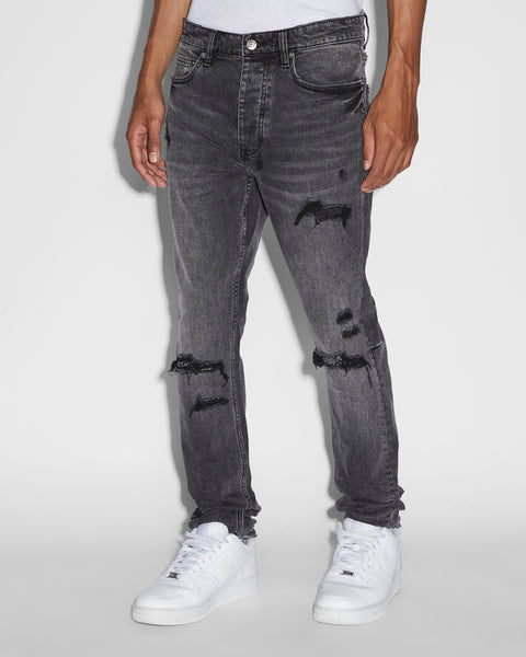 Vintage Washed Ripped Slim Fit Jeans in Black | Martin Valen